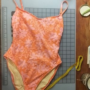 Pink floral one piece bathing suit